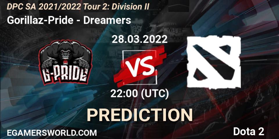 Gorillaz-Pride vs Dreamers: Betting TIp, Match Prediction. 28.03.22. Dota 2, DPC 2021/2022 Tour 2: SA Division II (Lower)