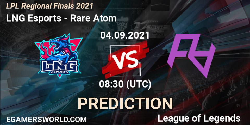 LNG Esports vs Rare Atom: Betting TIp, Match Prediction. 04.09.2021 at 08:00. LoL, LPL Regional Finals 2021