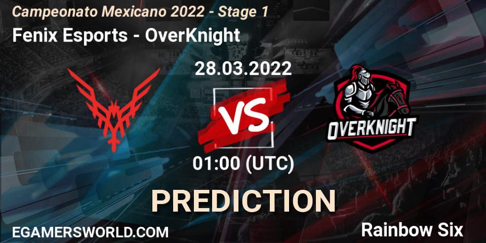 Fenix Esports vs OverKnight: Betting TIp, Match Prediction. 28.03.2022 at 01:00. Rainbow Six, Campeonato Mexicano 2022 - Stage 1