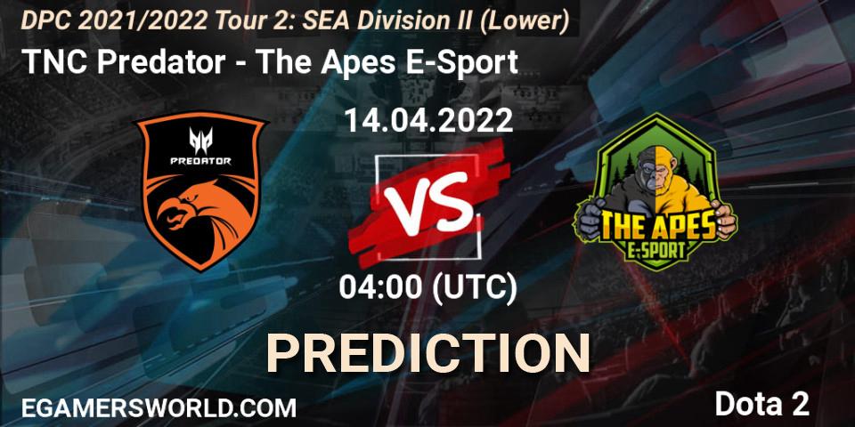 TNC Predator vs The Apes E-Sport: Betting TIp, Match Prediction. 14.04.2022 at 04:00. Dota 2, DPC 2021/2022 Tour 2: SEA Division II (Lower)