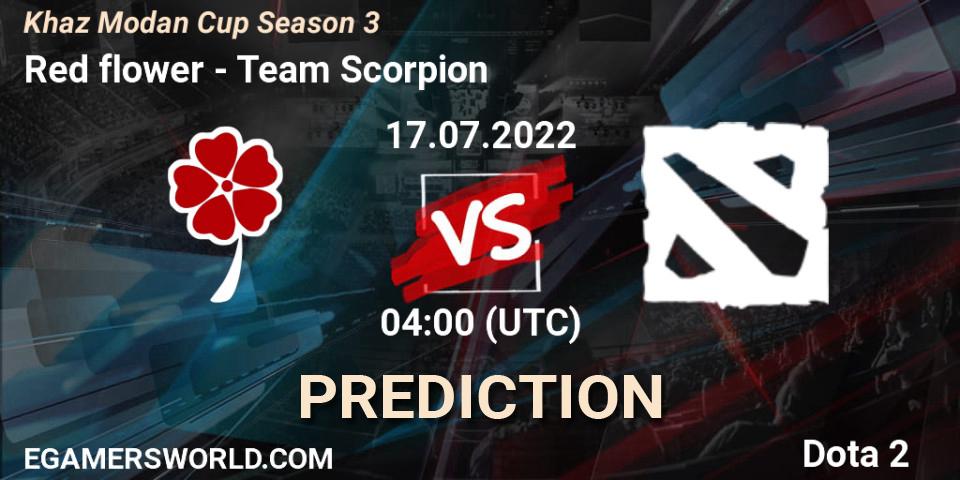 Red flower vs Team Scorpion: Betting TIp, Match Prediction. 17.07.2022 at 04:18. Dota 2, Khaz Modan Cup Season 3