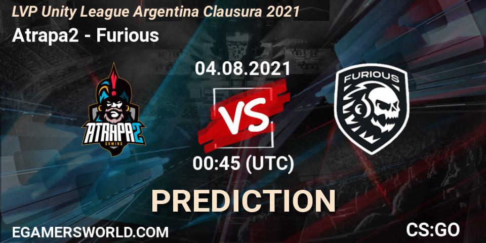 Atrapa2 vs Furious: Betting TIp, Match Prediction. 04.08.21. CS2 (CS:GO), LVP Unity League Argentina Clausura 2021