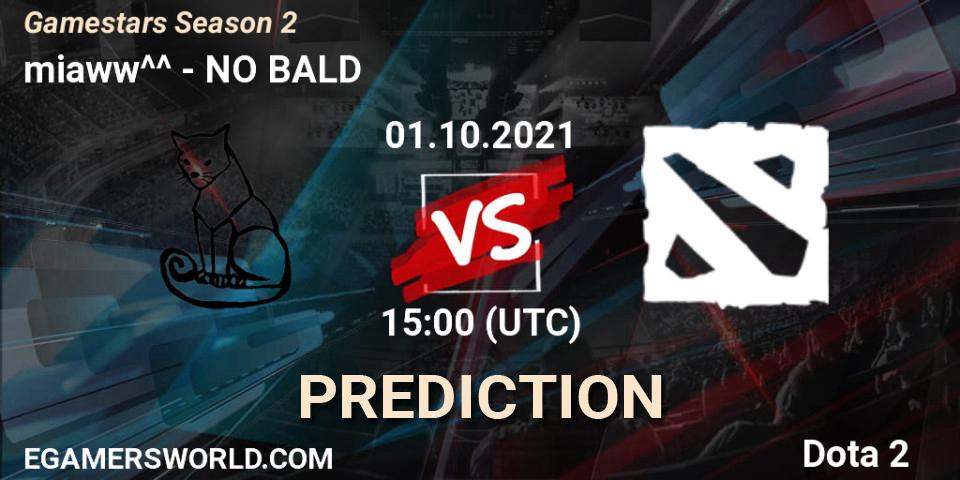 miaww^^ vs NO BALD: Betting TIp, Match Prediction. 01.10.2021 at 14:58. Dota 2, Gamestars Season 2