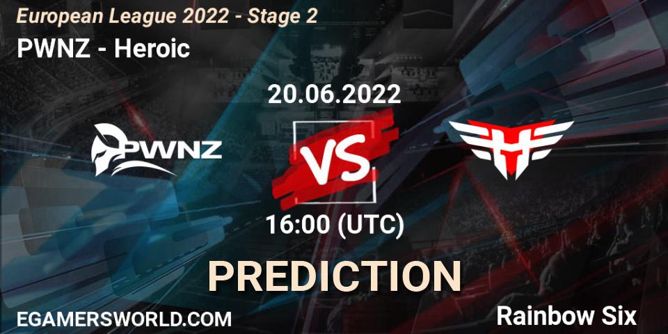 PWNZ vs Heroic: Betting TIp, Match Prediction. 20.06.2022 at 16:00. Rainbow Six, European League 2022 - Stage 2