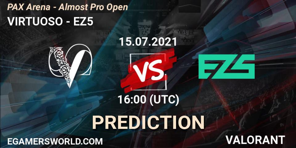 VIRTUOSO vs EZ5: Betting TIp, Match Prediction. 15.07.2021 at 21:00. VALORANT, PAX Arena - Almost Pro Open