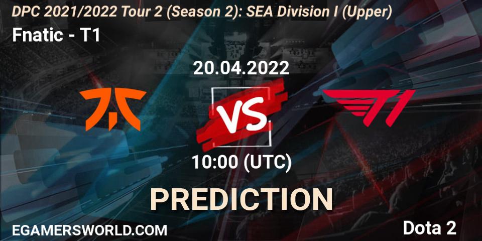 Fnatic vs T1: Betting TIp, Match Prediction. 20.04.2022 at 10:26. Dota 2, DPC 2021/2022 Tour 2 (Season 2): SEA Division I (Upper)