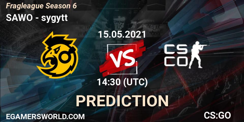 SAWO vs sygytt: Betting TIp, Match Prediction. 15.05.2021 at 14:30. Counter-Strike (CS2), Fragleague Season 6