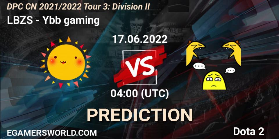 LBZS vs Ybb gaming: Betting TIp, Match Prediction. 17.06.2022 at 04:02. Dota 2, DPC CN 2021/2022 Tour 3: Division II