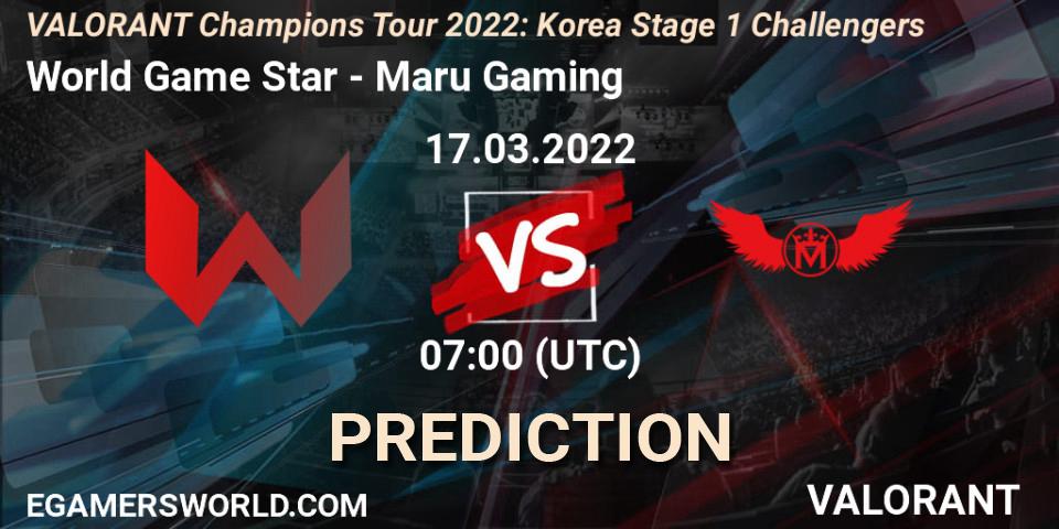 World Game Star vs Maru Gaming: Betting TIp, Match Prediction. 17.03.22. VALORANT, VCT 2022: Korea Stage 1 Challengers