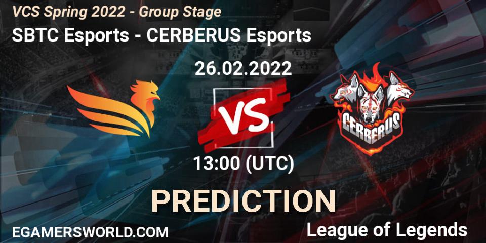 SBTC Esports vs CERBERUS Esports: Betting TIp, Match Prediction. 26.02.2022 at 13:10. LoL, VCS Spring 2022 - Group Stage 
