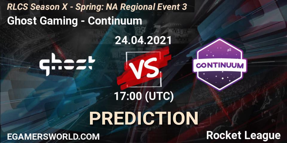 Ghost Gaming vs Continuum: Betting TIp, Match Prediction. 24.04.2021 at 17:00. Rocket League, RLCS Season X - Spring: NA Regional Event 3