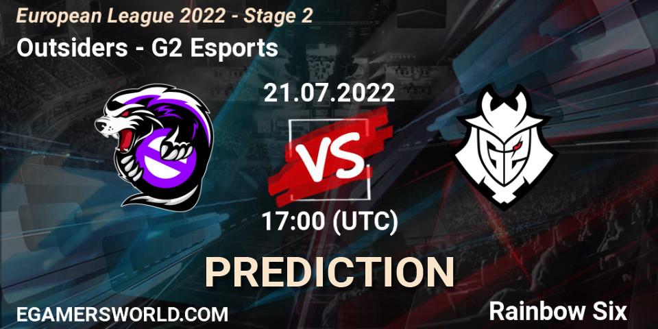 Outsiders vs G2 Esports: Betting TIp, Match Prediction. 21.07.2022 at 21:00. Rainbow Six, European League 2022 - Stage 2