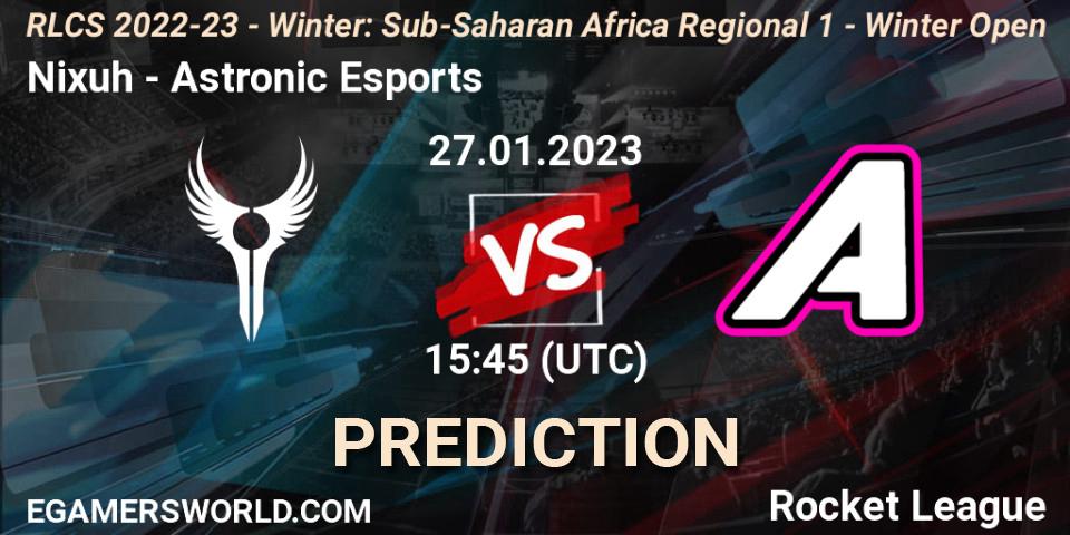 Nixuh vs Astronic Esports: Betting TIp, Match Prediction. 27.01.2023 at 15:45. Rocket League, RLCS 2022-23 - Winter: Sub-Saharan Africa Regional 1 - Winter Open