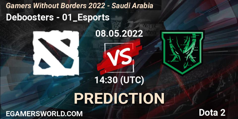 Deboosters vs 01_Esports: Betting TIp, Match Prediction. 08.05.2022 at 14:25. Dota 2, Gamers Without Borders 2022 - Saudi Arabia