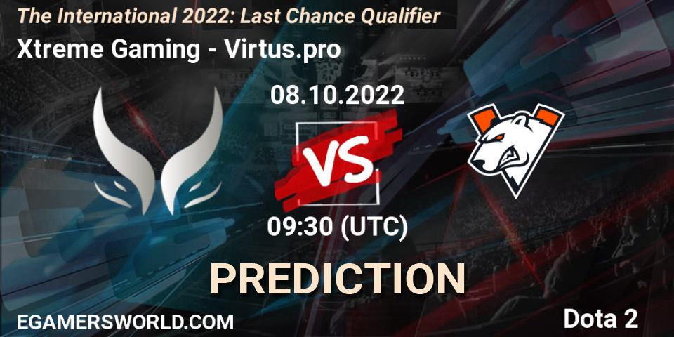 Xtreme Gaming vs Virtus.pro: Betting TIp, Match Prediction. 08.10.2022 at 09:19. Dota 2, The International 2022: Last Chance Qualifier