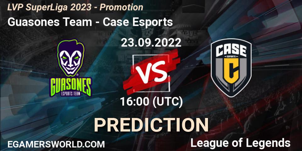 Guasones Team vs Case Esports: Betting TIp, Match Prediction. 23.09.2022 at 16:00. LoL, LVP SuperLiga 2023 - Promotion