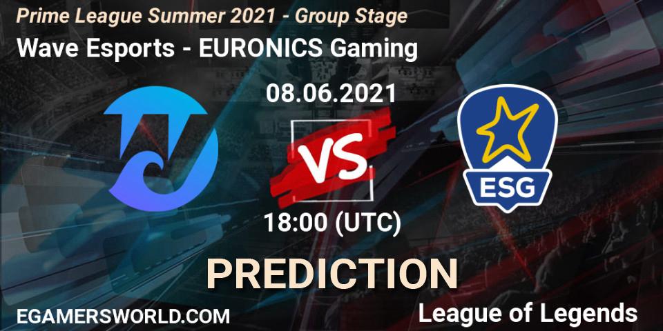Wave Esports vs EURONICS Gaming: Betting TIp, Match Prediction. 08.06.21. LoL, Prime League Summer 2021 - Group Stage
