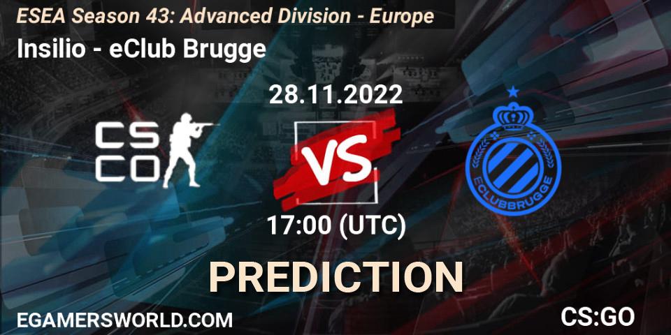 Insilio vs eClub Brugge: Betting TIp, Match Prediction. 28.11.22. CS2 (CS:GO), ESEA Season 43: Advanced Division - Europe