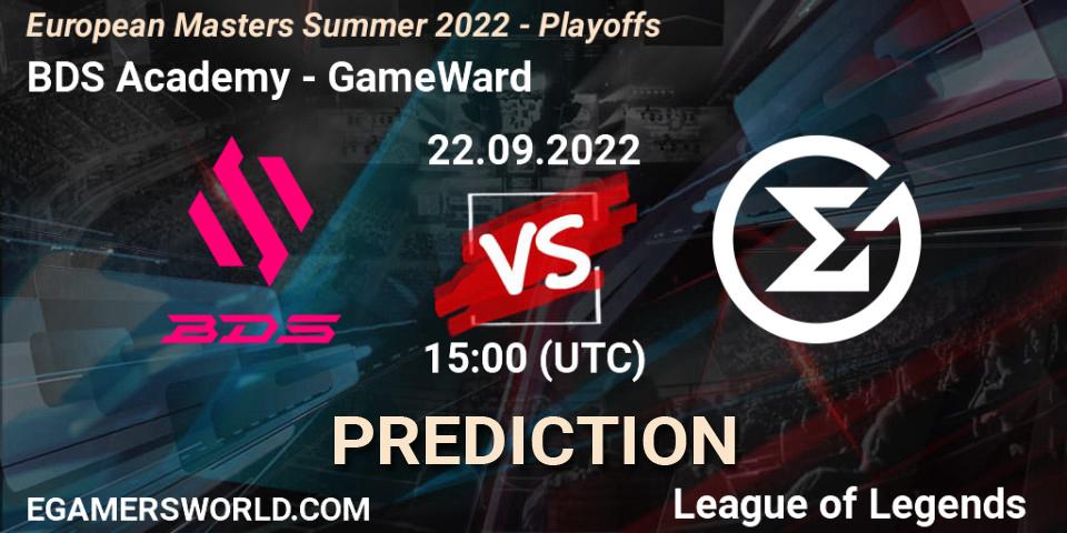 BDS Academy vs GameWard: Betting TIp, Match Prediction. 21.09.2022 at 15:00. LoL, European Masters Summer 2022 - Playoffs