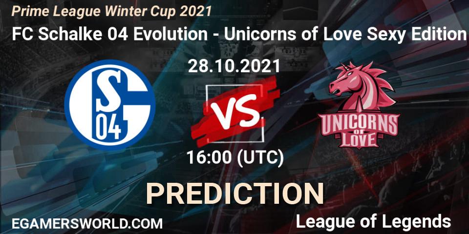 FC Schalke 04 Evolution vs Unicorns of Love Sexy Edition: Betting TIp, Match Prediction. 28.10.21. LoL, Prime League Winter Cup 2021