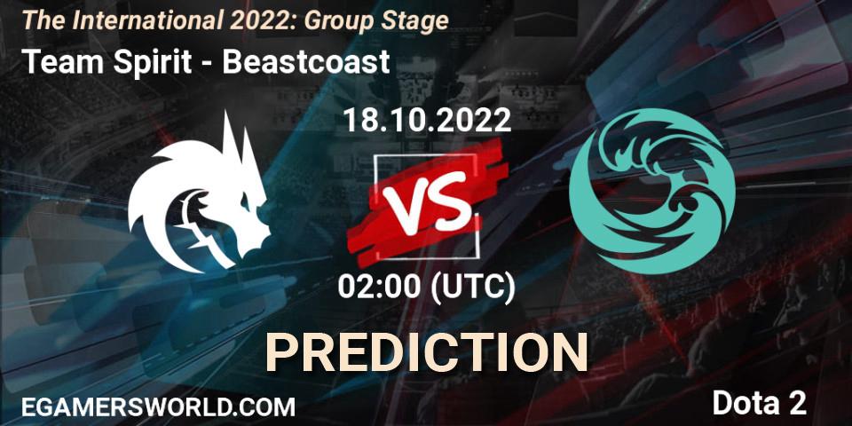 Team Spirit vs Beastcoast: Betting TIp, Match Prediction. 18.10.2022 at 02:09. Dota 2, The International 2022: Group Stage