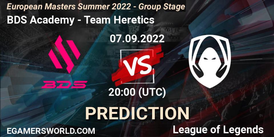 BDS Academy vs Team Heretics: Betting TIp, Match Prediction. 07.09.2022 at 20:00. LoL, European Masters Summer 2022 - Group Stage