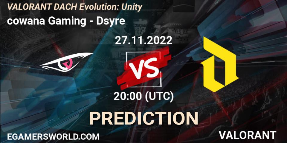 cowana Gaming vs Dsyre: Betting TIp, Match Prediction. 27.11.22. VALORANT, VALORANT DACH Evolution: Unity