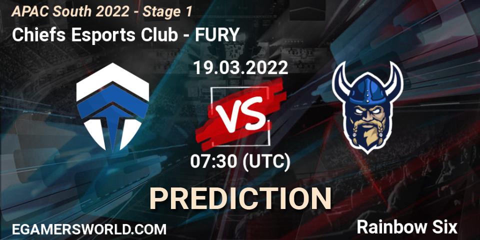 Chiefs Esports Club vs FURY: Betting TIp, Match Prediction. 19.03.2022 at 07:30. Rainbow Six, APAC South 2022 - Stage 1