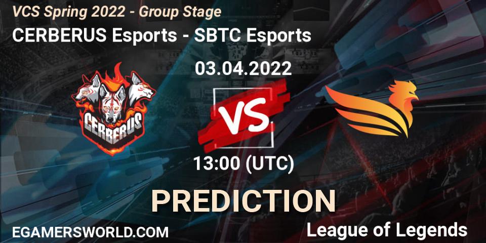 CERBERUS Esports vs SBTC Esports: Betting TIp, Match Prediction. 03.04.2022 at 13:00. LoL, VCS Spring 2022 - Group Stage 