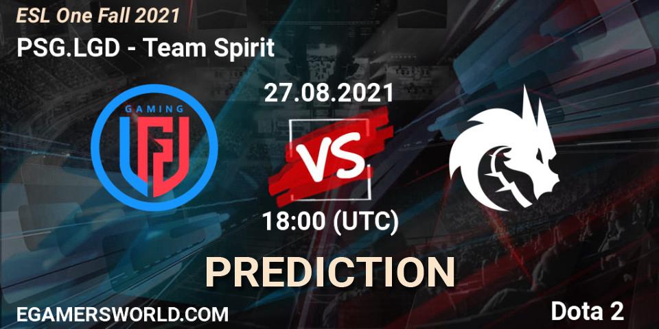 PSG.LGD vs Team Spirit: Betting TIp, Match Prediction. 27.08.2021 at 18:49. Dota 2, ESL One Fall 2021