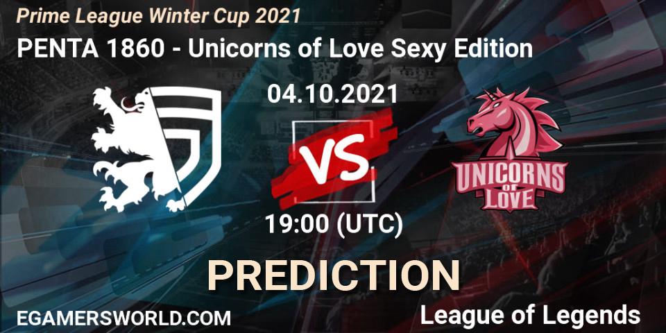 PENTA 1860 vs Unicorns of Love Sexy Edition: Betting TIp, Match Prediction. 04.10.2021 at 19:00. LoL, Prime League Winter Cup 2021