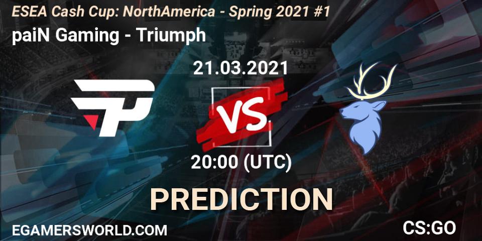 paiN Gaming vs Triumph: Betting TIp, Match Prediction. 21.03.2021 at 20:00. Counter-Strike (CS2), ESEA Cash Cup: North America - Spring 2021 #1