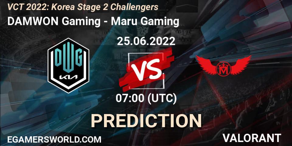 DAMWON Gaming vs Maru Gaming: Betting TIp, Match Prediction. 25.06.2022 at 07:00. VALORANT, VCT 2022: Korea Stage 2 Challengers
