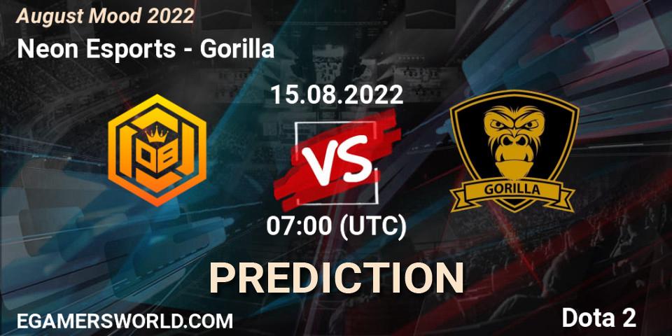Neon Esports vs Gorilla: Betting TIp, Match Prediction. 15.08.2022 at 07:01. Dota 2, August Mood 2022