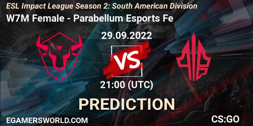 W7M Female vs Parabellum Esports Fe: Betting TIp, Match Prediction. 29.09.22. CS2 (CS:GO), ESL Impact League Season 2: South American Division