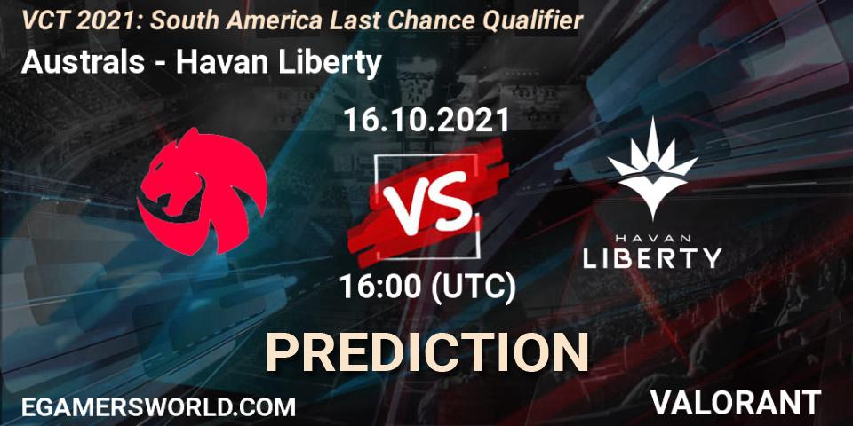 Australs vs Havan Liberty: Betting TIp, Match Prediction. 16.10.2021 at 18:00. VALORANT, VCT 2021: South America Last Chance Qualifier
