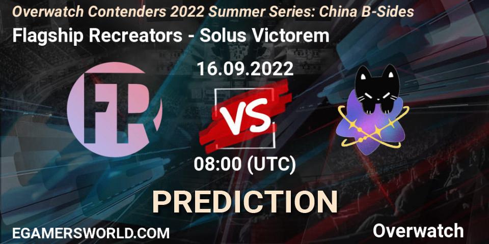 Flagship Recreators vs Solus Victorem: Betting TIp, Match Prediction. 16.09.2022 at 10:00. Overwatch, Overwatch Contenders 2022 Summer Series: China B-Sides