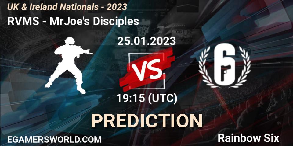 RVMS vs MrJoe's Disciples: Betting TIp, Match Prediction. 25.01.2023 at 19:15. Rainbow Six, UK & Ireland Nationals - 2023