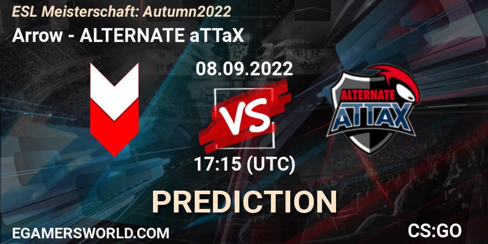 Arrow vs ALTERNATE aTTaX: Betting TIp, Match Prediction. 08.09.2022 at 17:15. Counter-Strike (CS2), ESL Meisterschaft: Autumn 2022