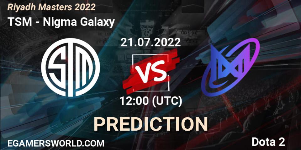 TSM vs Nigma Galaxy: Betting TIp, Match Prediction. 21.07.2022 at 12:00. Dota 2, Riyadh Masters 2022
