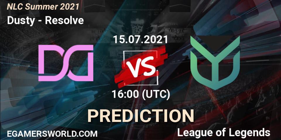 Dusty vs Resolve: Betting TIp, Match Prediction. 15.07.21. LoL, NLC Summer 2021