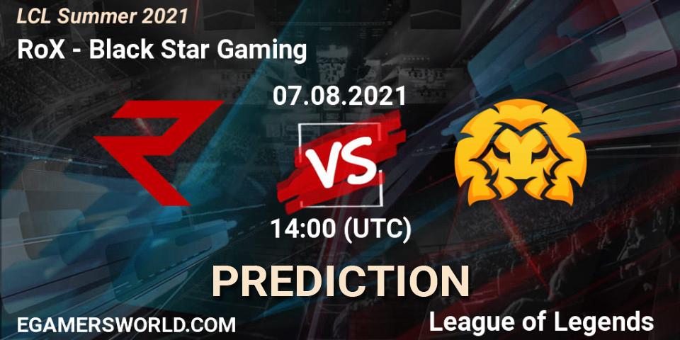 RoX vs Black Star Gaming: Betting TIp, Match Prediction. 07.08.21. LoL, LCL Summer 2021