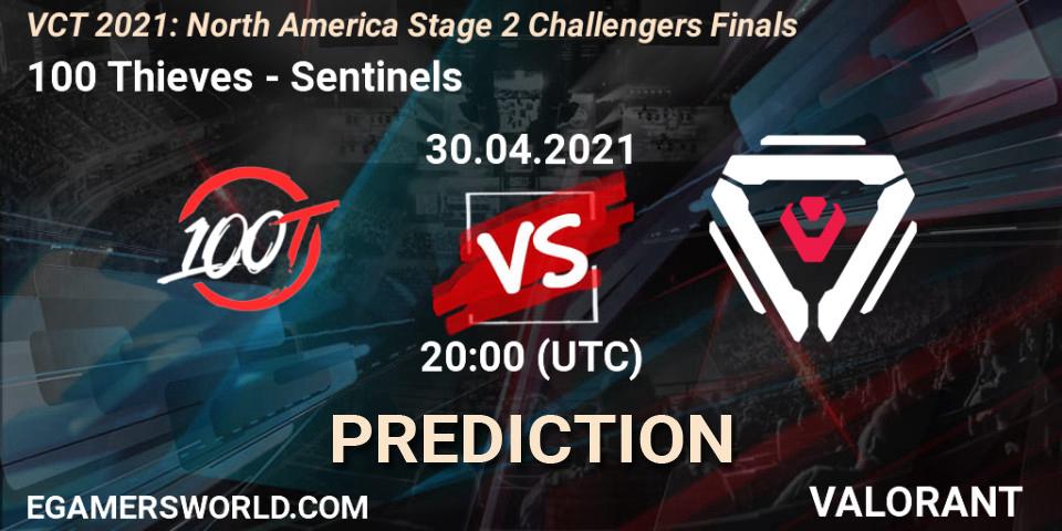 100 Thieves vs Sentinels: Betting TIp, Match Prediction. 30.04.2021 at 20:00. VALORANT, VCT 2021: North America Stage 2 Challengers Finals