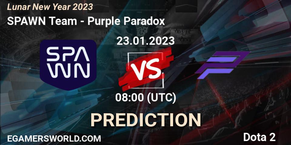 SPAWN Team vs Purple Paradox: Betting TIp, Match Prediction. 23.01.23. Dota 2, Lunar New Year 2023