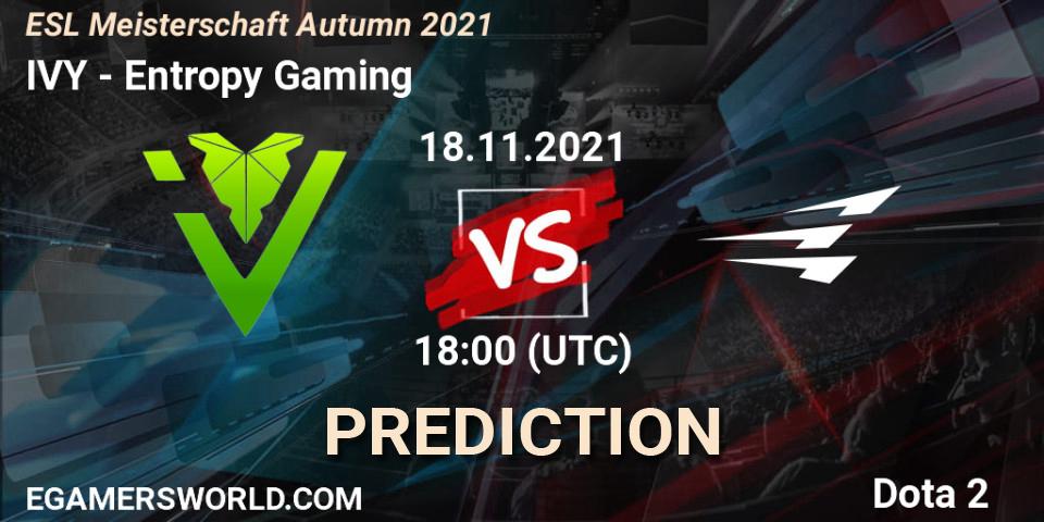 IVY vs Entropy Gaming: Betting TIp, Match Prediction. 18.11.2021 at 18:08. Dota 2, ESL Meisterschaft Autumn 2021