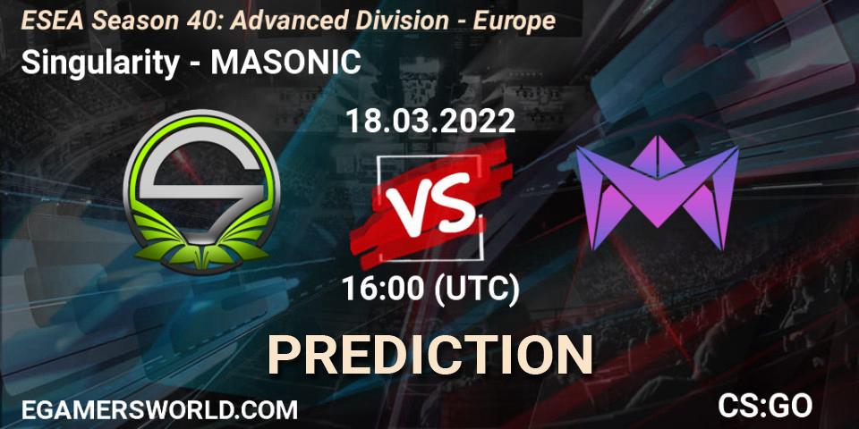 Singularity vs MASONIC: Betting TIp, Match Prediction. 18.03.22. CS2 (CS:GO), ESEA Season 40: Advanced Division - Europe