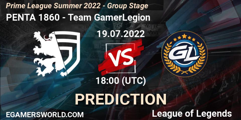 PENTA 1860 vs Team GamerLegion: Betting TIp, Match Prediction. 19.07.22. LoL, Prime League Summer 2022 - Group Stage