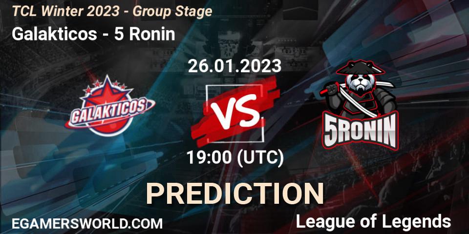 Galakticos vs 5 Ronin: Betting TIp, Match Prediction. 26.01.2023 at 19:00. LoL, TCL Winter 2023 - Group Stage