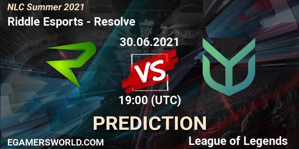 Riddle Esports vs Resolve: Betting TIp, Match Prediction. 30.06.21. LoL, NLC Summer 2021