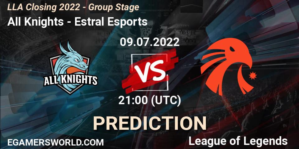 All Knights vs Estral Esports: Betting TIp, Match Prediction. 09.07.2022 at 21:00. LoL, LLA Closing 2022 - Group Stage